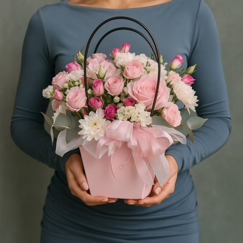 Композиция в коробке «Розовая симфония»